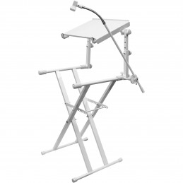 Odyssey LTBXS2MTCPWHT Double Tier X-Stand Combo Pack -White w/ Mic Boom & Top Shel