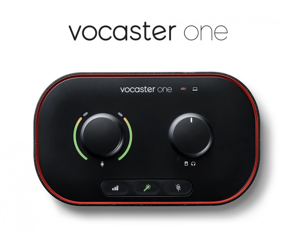 Focusrite Vocaster-One The podcast interface for solo content creators* Broadcast quality sound – Get studio sound in second